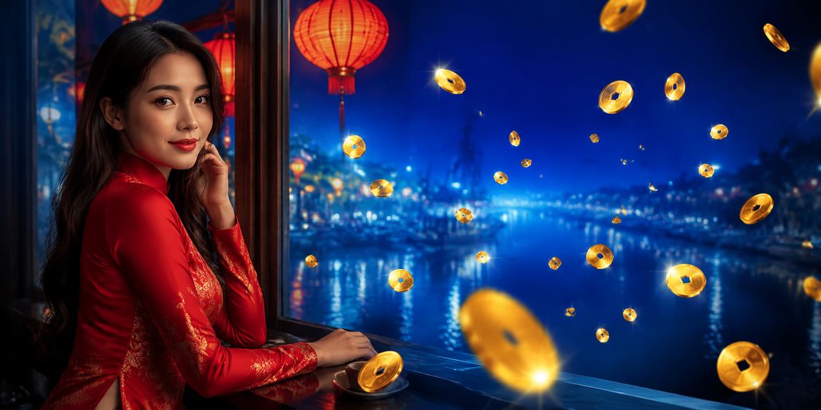 Người phụ nữ mặc áo dài Huế thư giãn và theo dõi kết quả sự kiện thể thao trực tuyến