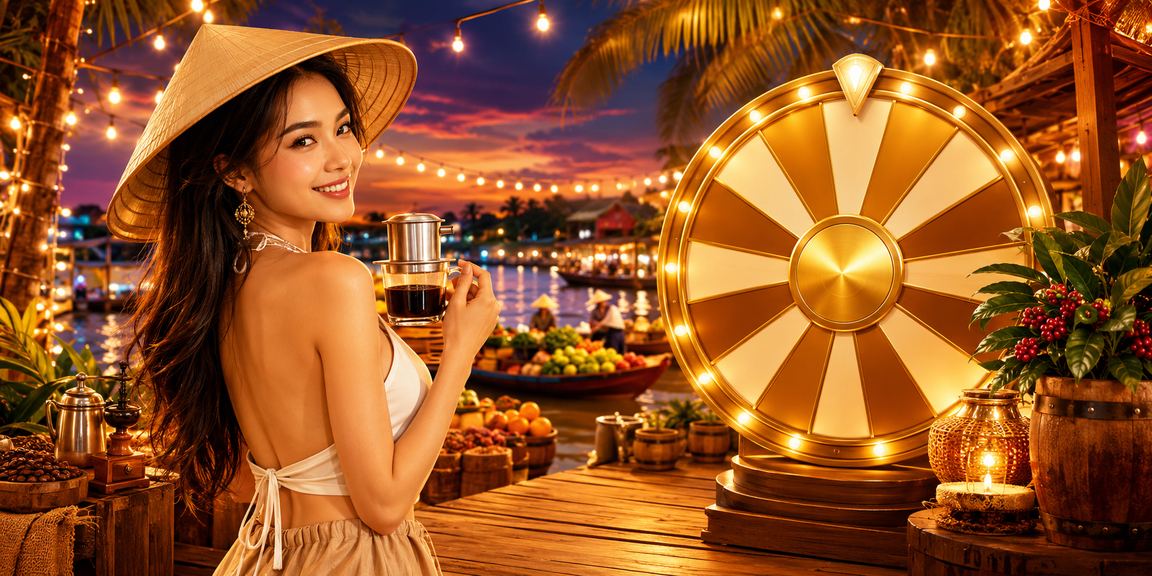 Người dùng tại vùng Mekong kiểm tra khuyến mãi và ưu đãi trực tuyến bên ly cà phê sáng